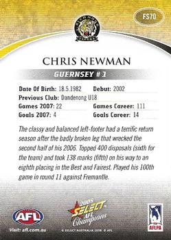 2008 Select AFL Champions - Blue Foil Signatures #FS70 Chris Newman Back